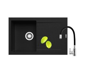 Zlew. ALAZIA 79x50 1B 1D karbon + bateria FLESSI