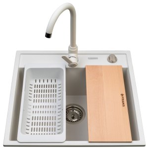 Zlew. CAMEA (53x50) 1B biały polarny + bateria Lungo