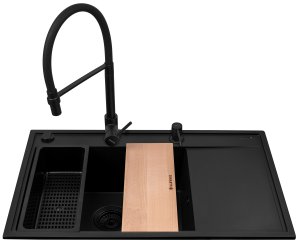Zlew. CAMEA (79x50) 1B 1D L Black Edition + Bateria SERINA