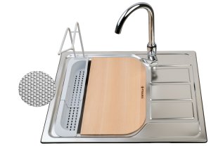 Zlewozmywak ATHENA 62x50 1B 1D LEN + bateria LUNGO