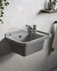 Umywalka ogrodowa NEO 51X34 szary granit + bateria Asalia