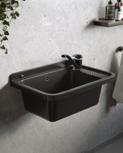 Umywalka ogrodowa NEO PLUS 58,4X38 czarny granit + bateria Asalia